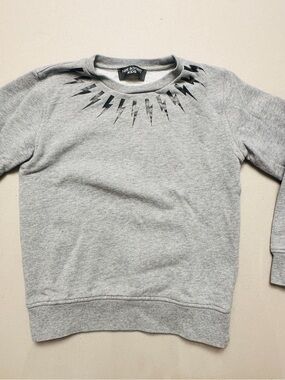 Neil Barrett Kids Grey Sweatshirt with Black Lightning Neck Detail